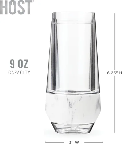 Miniatura 7 de HOST Copas de vino con enfriamiento de champán sin tallo, 9 oz, juego de 2, tazas de enfriamiento para el congelador, copas aisladas tipo flauta