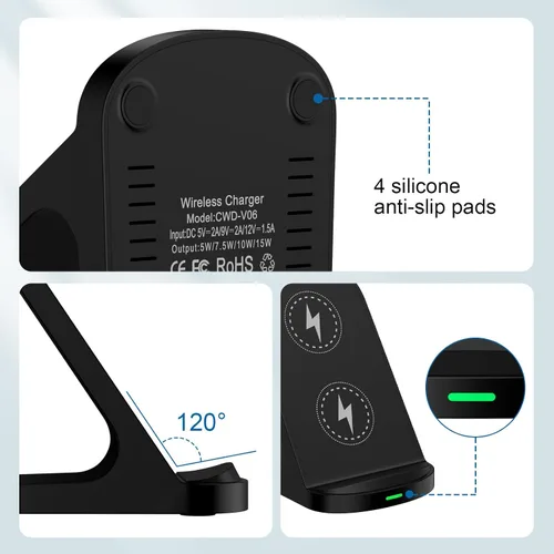 Miniatura 6 de Cargador inalámbrico Samsung con soporte de carga rápida, cargador de teléfono inalámbrico para estación de carga Android Galaxy S26 Ultra S25 FE