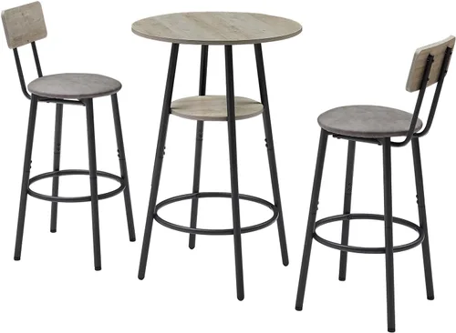 Miniatura 12 de Juego de mesa de comedor de 3 piezas para 2, mesa de bar moderna y sillas para cocina de espacio pequeño, juego de comedor rectangular de madera