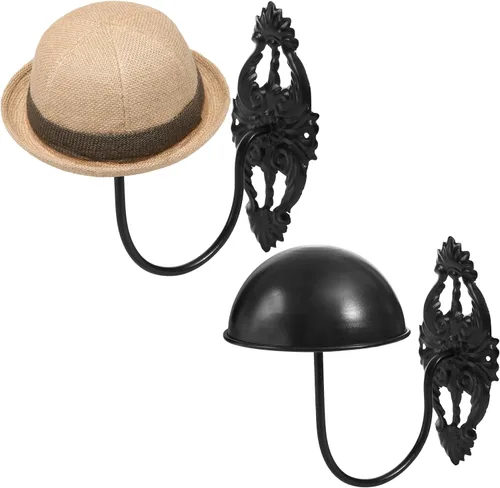 Miniatura 8 de MyGift Soporte de pared para sombrero, 2 unidades, soporte para sombreros, perchero para sombrero de vaquero para pared, gorra de béisbol, peluca