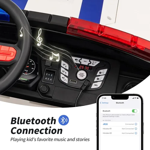 Miniatura 8 de Hikiddo Coche eléctrico de policía para niños de 2 plazas, juguete de paseo de 24 V 10 AH para niños grandes con control remoto, motores de 4 x 200