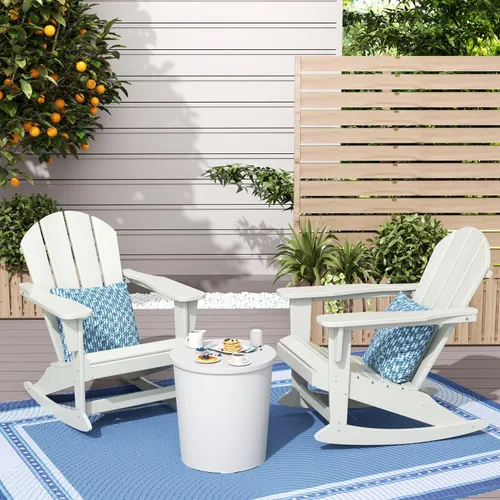 Miniatura 122 de WestinTrends Silla mecedora Malibu de poliéster para exterior/patio Adirondack, Negra