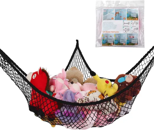 Miniatura 8 de Hamaca de juguete, red de almacenamiento de animales de peluche y juguetes, 70 pulgadas, eslinga de pared tamaño extragrande, organizador de red