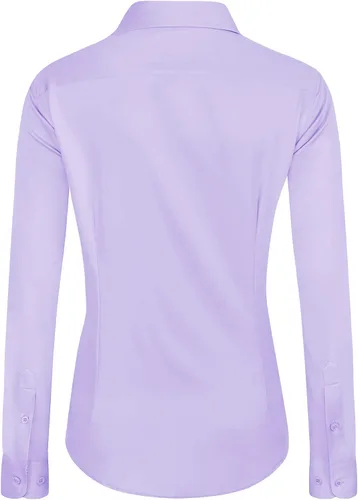 Miniatura 2 de J.VER Camisas de vestir para mujer, de manga larga, con botones, sin arrugas, blusa de trabajo sólida