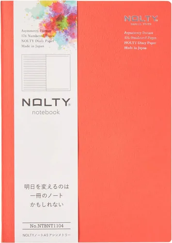 Miniatura 2 de NOLTY NTBNT1104 - Cuaderno A5, asimétrico, rayado de 0.24 pulgadas (0.236 in), cuadrado con puntos, naranja