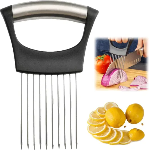 Soporte para rebanadas de cebolla de acero inoxidable, nuevo soporte de cebolla para rebanar, cortador de verduras de limón, herramienta auxiliar 1