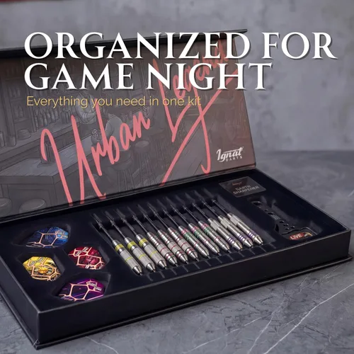 Miniatura 3 de IgnatGames Juego de puntas de metal para dardos – Paquete de 12 dardos de punta de acero con 32 vuelos GlideXPro, empuñaduras de barril multizona