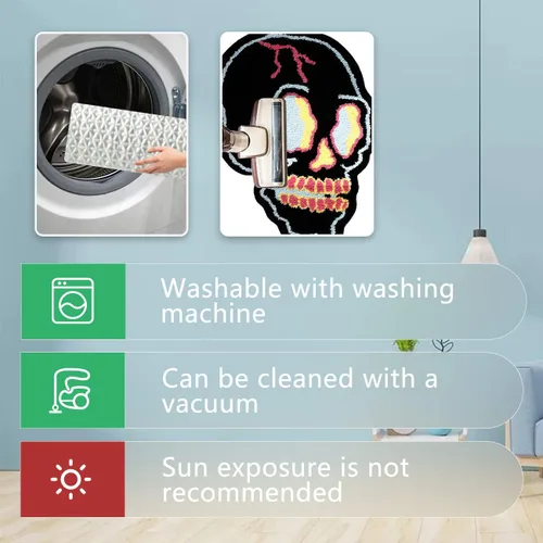 Miniatura 5 de Alfombra de baño negra con diseño de dibujos animados, diseño de calavera divertida, tapete de baño de microfibra, suave, grande, de bienvenida