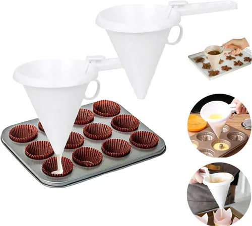 Dispensador de pastel de taza de porciones de mano, dispensador de masa para panqueques, embudo para tartas, postres, dispensador de crema de