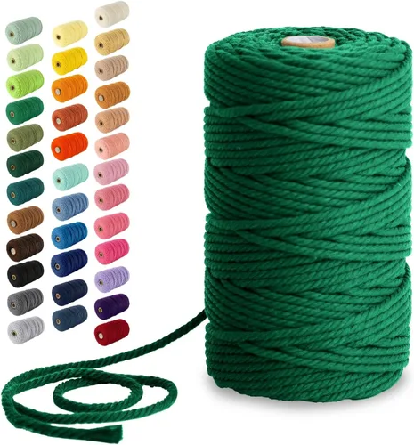 Miniatura 31 de Nook Theory - Cuerda de macramé de 3 mm, 220 yardas de cuerda de algodón, hilo de 4 mm y 5 mm, cuerda para manualidades, perfecta para colgantes