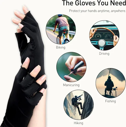 Miniatura 6 de Guantes UV para manicura de gel, UPF50+, guantes de luz UV sin dedos, para uñas de gel, guantes de manicura, guantes de protección UV para mujeres