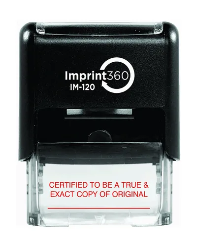 AS-IMP1047 - Certificado para ser una copia verdadera y exacta de la línea original con firma, sello de goma autoentintado de calidad comercial