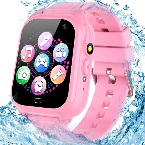 Reloj de juego impermeable para niños, juguetes de aprendizaje con 26 juegos de cámara HD, pantalla táctil de 1.44 pulgadas, podómetro, reproductor
