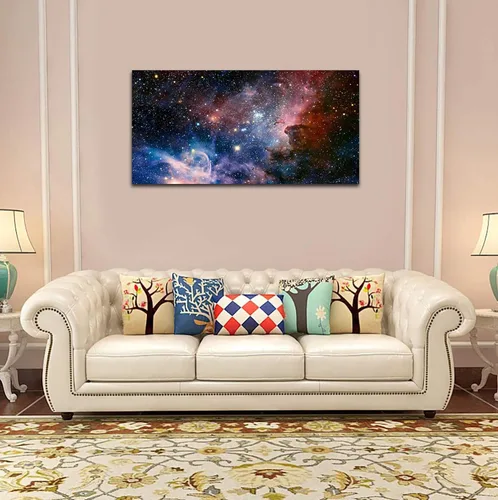 Miniatura 3 de arteWOODS Lienzo decorativo para pared, galaxia, nebulosa, estrellada, pintura cósmica, cuadros panorámicos, universo, estrellas, espacio exterior