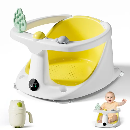 Miniatura 9 de Asiento de baño para bebés de 6 meses en adelante, asientos de bañera para bebés sentados con taza de enjuague, antideslizante, cómodo, esenciales
