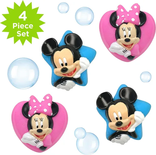 Miniatura 2 de Disney - Juego de juguetes de Mickey y Minnie para la diversión del baño infantil, azul/rosa, 4 piezas