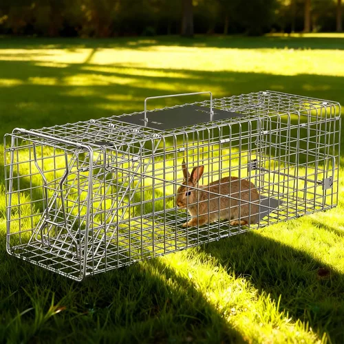 Miniatura 8 de ZENY Jaula de acero para animales vivos, jaula de roedores para conejos, gatos callejeros, ardillas, mapaches, topos, topes, pollo, zarigüeya
