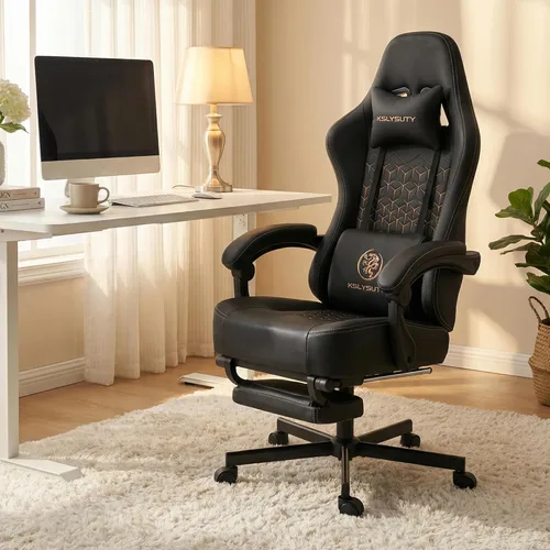 Miniatura 10 de Silla de oficina para oficina en casa, silla de escritorio ergonómica con cojín de resorte de bolsillo, silla de juegos de cuero transpirable