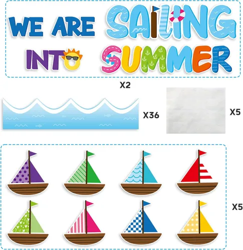 Miniatura 2 de CY2SIDE 86 piezas de recortes de vela en verano para juegos de bordes de tablón de anuncios, decoración náutica de verano Hello Summer temática