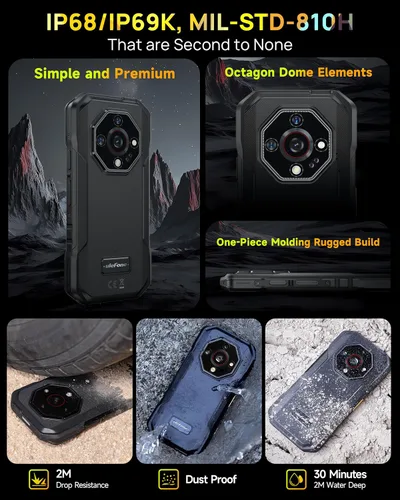 Miniatura 7 de Ulefone Armor X32 - Teléfono resistente desbloqueado, 12 GB + 128 GB MTK Helio G91, visión nocturna de 48 MP/20 MP, 5500 mAh, pantalla Corning Verde