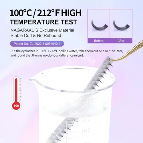 Miniatura 6 de NAGARAKU Extensiones de pestañas postizas en abanico prefabricadas 320 abanicos, volumen 5D, 0.07mm, rizado D, 9-14mm, bandeja mixta, racimos