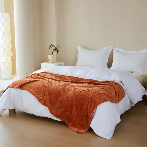 Miniatura 3 de Simple&Opulence Manta naranja quemada para sofá, manta supersuave y esponjosa para mujer, 50 x 60 pulgadas, acogedora y ligera manta de forro polar
