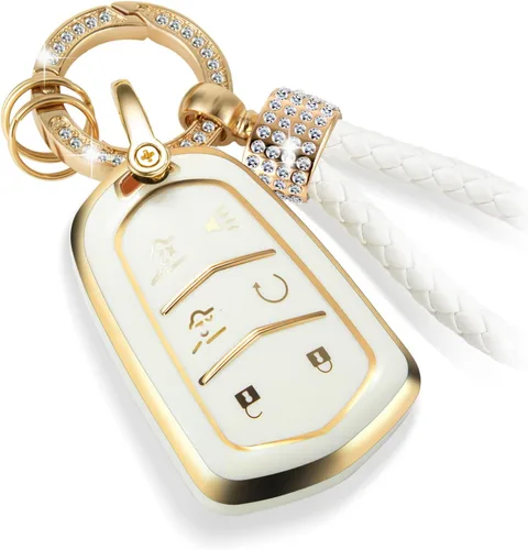 Miniatura 23 de Funda para llavero Buick con llavero de pulsera de circonita de moda, diseño de diamantes encantadores funda suave para Avenir Envision Encore Chevy
