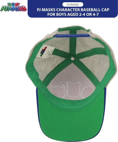 Miniatura 6 de PJ Masks Gorra de béisbol para niños, Catboy, Owlette, Gekko con ala curvada y cierre a presión (2T-7)