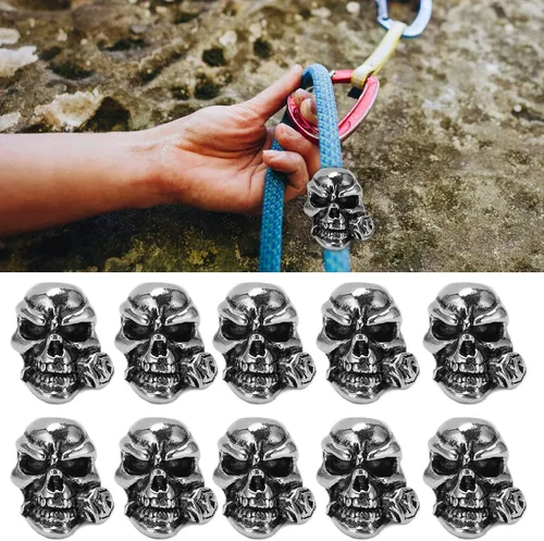Miniatura 7 de plplaaoo Cuentas de calavera de aleación de 0.2 pulgadas, 10 cuentas de calavera, cuentas de paracaídas, cuentas de calavera para hacer joyas