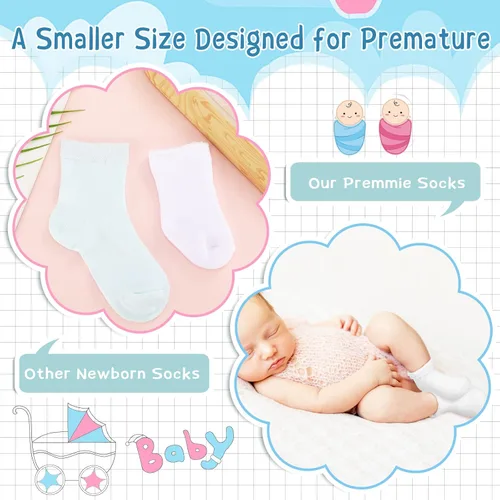 Miniatura 2 de Janmercy 20 Pair Preemie Socks Baby Boy Girls Newborn Premature Terry Cotton Socks for Unisex Baby