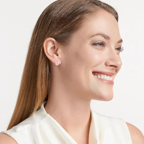 Miniatura 4 de Aretes de plata de ley 925 chapada en rodio con diseño de estrella de David, Metal