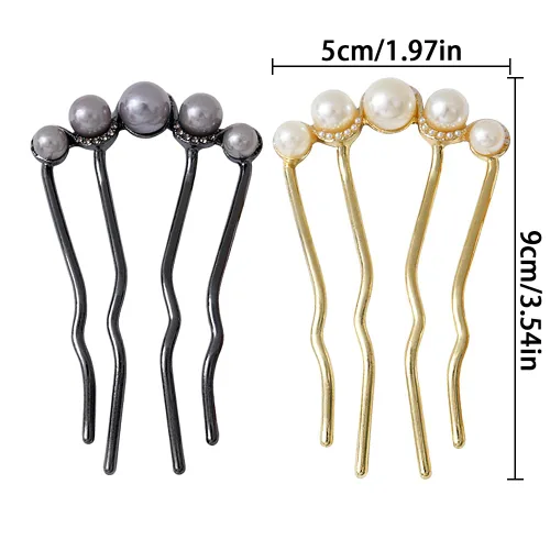 Miniatura 2 de 2 horquillas de pelo en forma de U de perlas para el cabello nupcial, peine lateral de moda, elegante horquilla de metal, pinzas para el cabello