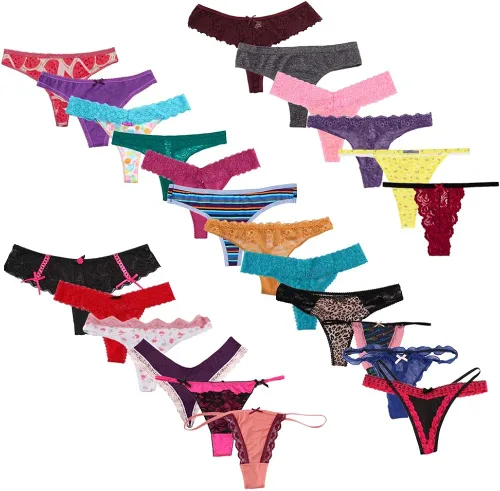 Miniatura 2 de WDX Variedad de bragas para mujer, ropa interior de 20 unidades, tangas sexys hipster (S)