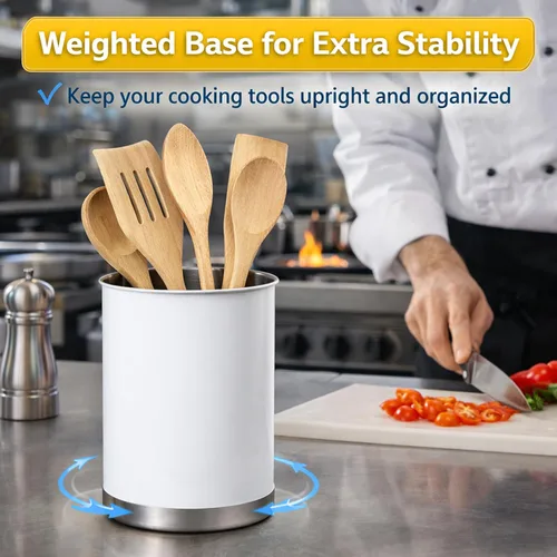 Miniatura 4 de Creative Home Soporte para utensilios de acero inoxidable: organizador grande de herramientas de cocina de 6.3 pulgadas para decoración de cocina