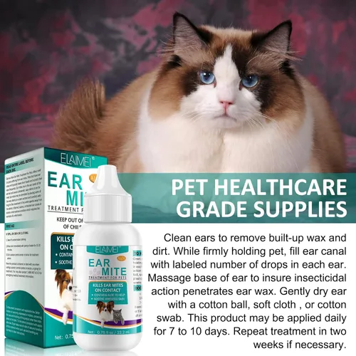 Miniatura 7 de VOSIFSDIY Tratamiento de ácaros para perros y gatos, tratamiento de infección de oído de perro, tratamiento de ácaros de oído para infección por