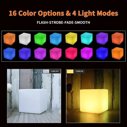 Miniatura 2 de Luz LED en cubo, luz nocturna inalámbrica de 4 pulgadas para niños, lámpara de estado de ánimo recargable con 16 colores cambiantes, cubo cósmico