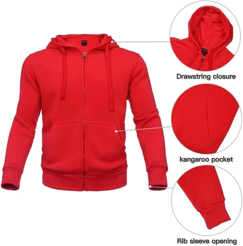 Miniatura 3 de Chándal para hombre de 2 piezas, traje de forro polar con capucha, conjunto de sudadera casual para correr