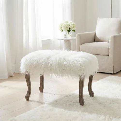 Miniatura 2 de Cortesi Home Harlow Bench Ottoman, 26 pulgadas, color blanco