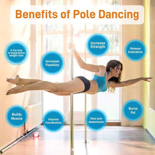 Miniatura 6 de SereneLife Professional Spinning Dance Pole, 45mm Portable Exercise Pole for Fitness – Durable Steel Build, Anti-Rust Finish, Suitable for Home