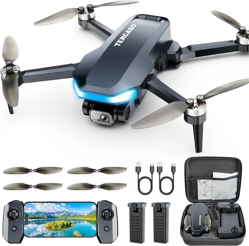 Dron con cámara para adultos - Cámara HD 2K FPV Live Video, GPS Drone con retorno automático, motor sin escobillas, cuadricóptero plegable, sígueme,