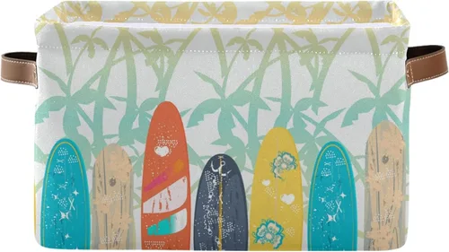 susiyo Contenedor plegable grande de almacenamiento, palmeras, tablas de surf, cestas de almacenamiento de tela, canastas decorativas plegables con