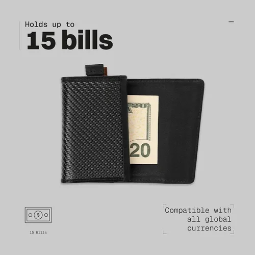 Miniatura 19 de The Frenchie Co. - Cartera - Cartera delgada de piel plegable - Protección de bloqueo RFID con múltiples ranuras para tarjetas y ventana