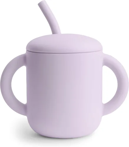 Miniatura 7 de mushie - Taza de entrenamiento de silicona 100% y pajita para niños pequeños 6 meses en adelante (Ballenas)