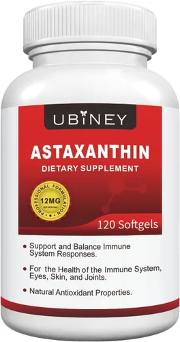Suplementos de astaxantina premium de 12 mg, cápsulas blandas, 120 porciones, apoya la salud inmunológica, de la piel, de los ojos y de las