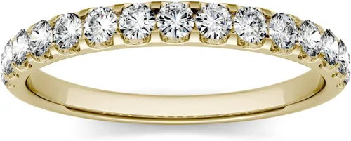 Charles & Colvard Wedding Band - Anillo de boda redondo de oro amarillo de 14 quilates, 0.45 quilates de moissanita redonda de 0.45 quilates por