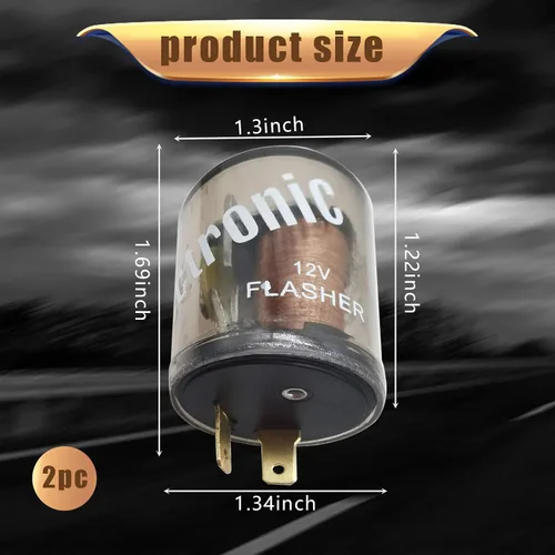 Miniatura 2 de 2 piezas de relé intermitente de 2 pines para auto, 20A 12V, carcasa redonda transparente, relé intermitente rápido, indicador de señal de giro LED