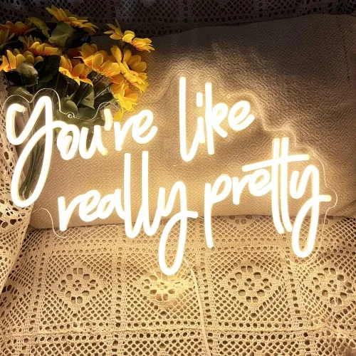 DAKABUKA Letrero de neón "You Are Like Really Pretty" en blanco cálido Decoración de habitación Luces de neón LED para decoración de pared para