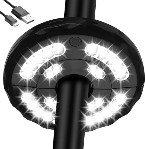Miniatura 8 de Luz de sombrilla de patio de doble potencia, recargable y funciona con pilas, 3 modos de iluminación inalámbrica, luz de poste de sombrilla