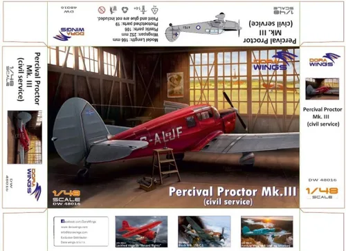 Miniatura 2 de DW48016 Percival Proctor MK.III Registro Civil 1/48 Escala Aeronave Kit Modelo Plástico