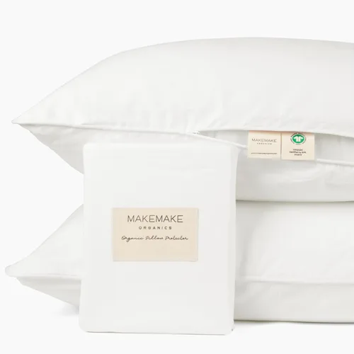 MakeMake Organics Juego de 2 fundas de almohada orgánicas de algodón orgánico con certificación GOTS, con cremallera, transpirable, no tóxica, se